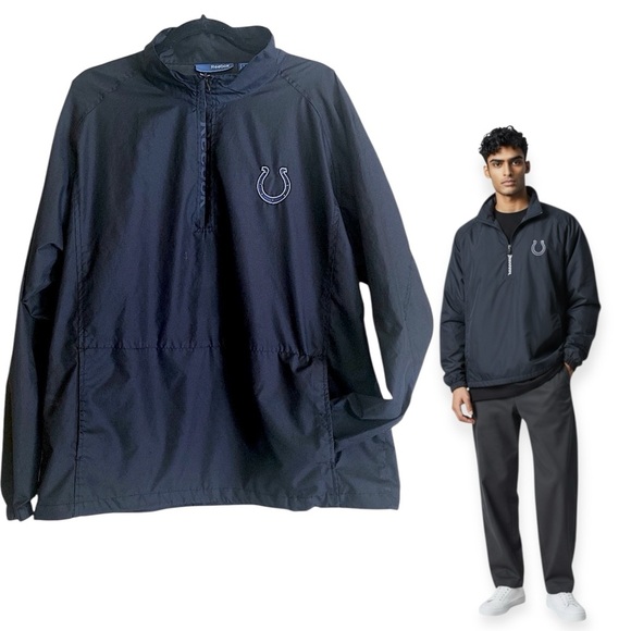 INDIANAPOLIS COLTS REEBOK Coaches 1/4 Zip Wind Jacket Black Men’s Size L… - Picture 6 of 9